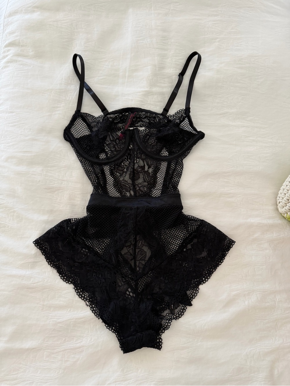 Elegant Black Lace Bodysuit with Underwire Support